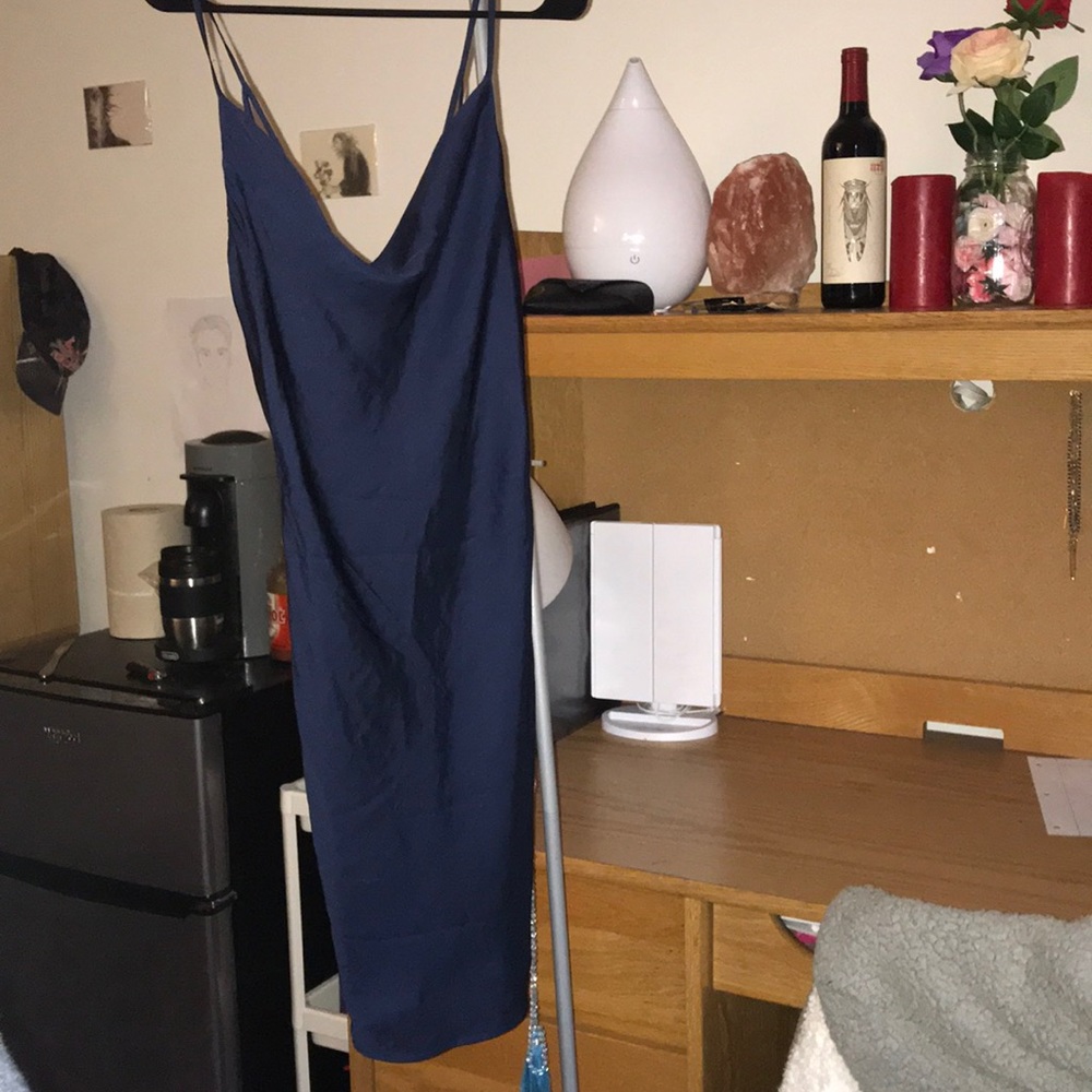 Blue silk dress